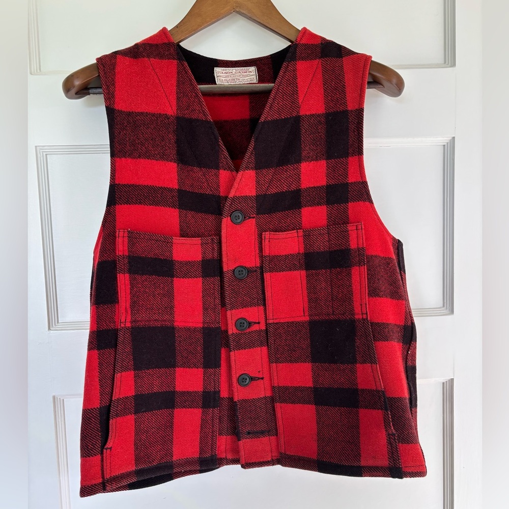 Vintage Filson buffalo check wool vest